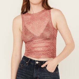 Elegant Paisley Mesh Tank Top